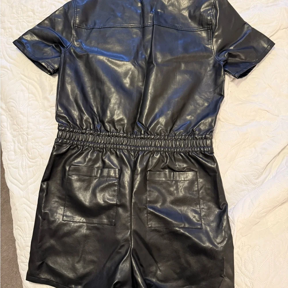 Black Faux Leather Jumpsuit - Picture 6 of 10